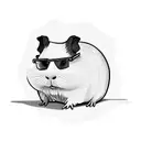 a guinea pig with glasses, isometric view  tattoo design idea