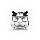 a guinea pig with glasses, isometric view  tattoo design idea
