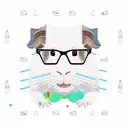 a guinea pig with glasses, isometric view  tattoo design idea