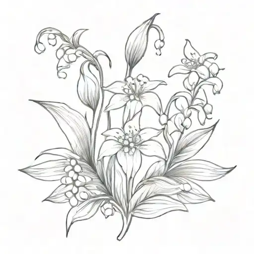 neda symbol, made w lily of the valley flower tattoo design idea