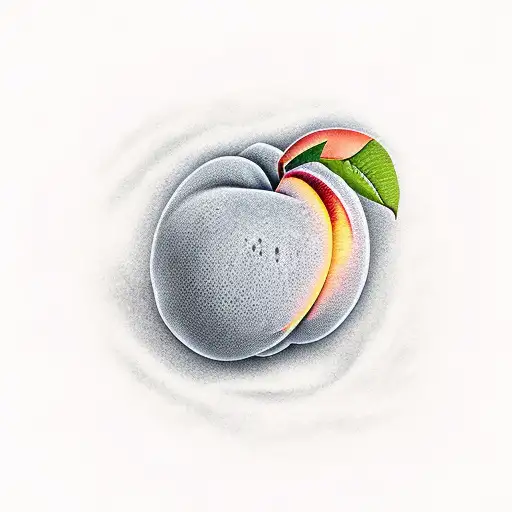 a peach fruit with the sea, simple, no shading  tattoo design idea