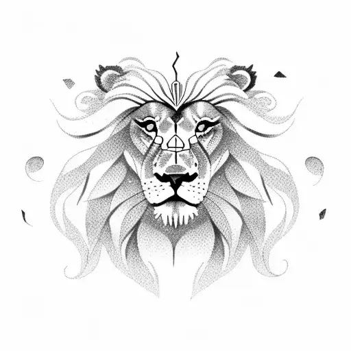A lion with the red heart  tattoo design idea