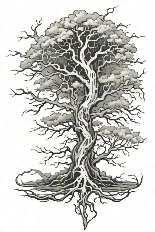 lightning tree tattoo design idea
