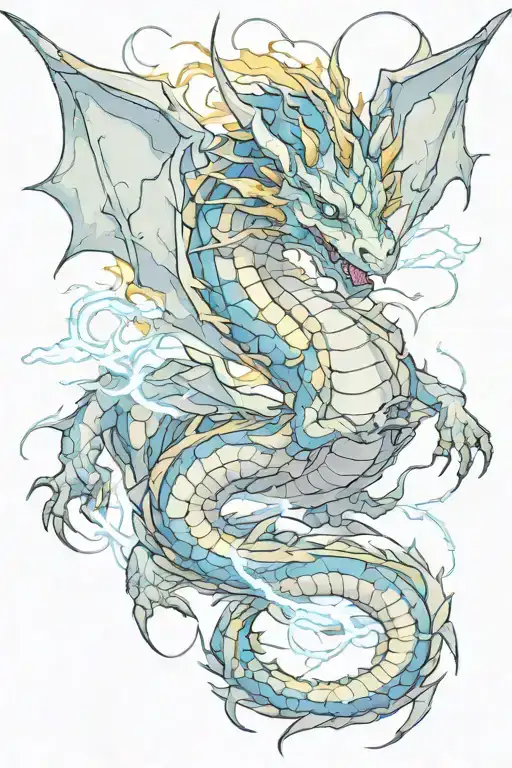 enlightened lightning dragon tattoo design idea