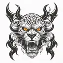 skull, lion face and lonewolf face blended in one tattoo, scorpion on skull head, dagger in skull jaws & firy skull eyes tattoo design idea