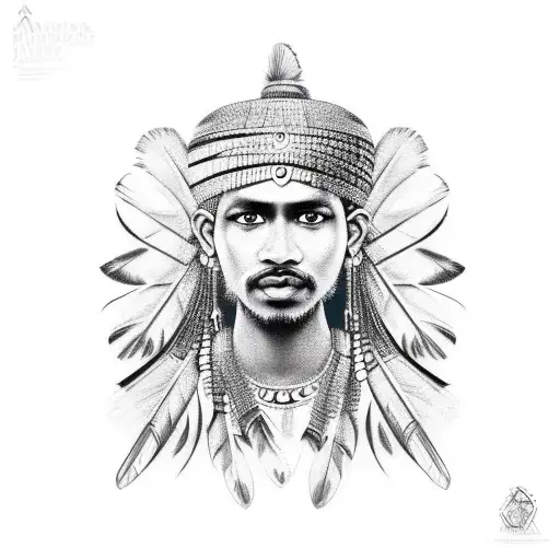 Indian Feathers with African design in the feathers tattoo design idea