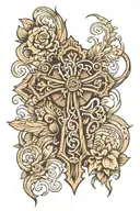 wood cross grain very detailed rustic tattoo design idea