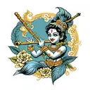 flute krishna tattoo design idea