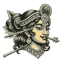 flute krishna tattoo design idea