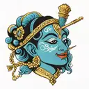 flute krishna tattoo design idea
