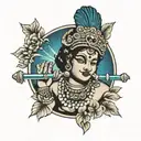 flute krishna tattoo design idea