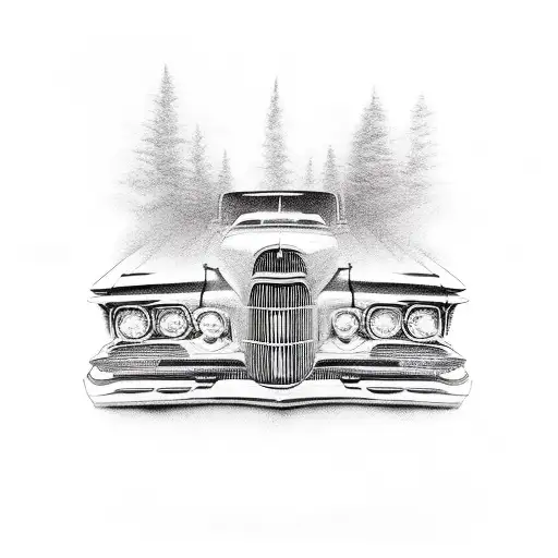lowrider car with models tattoo design idea