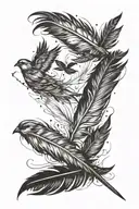Feather + birds flying away morph into avicii symbol tattoo design idea