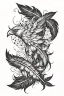 Feather + birds flying away morph into avicii symbol tattoo design idea