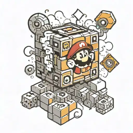 super Mario question block tattoo design idea