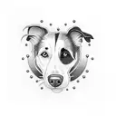 Create a dotwork tattoo of a Border collie balancing a soccer ball on its nose tattoo design idea