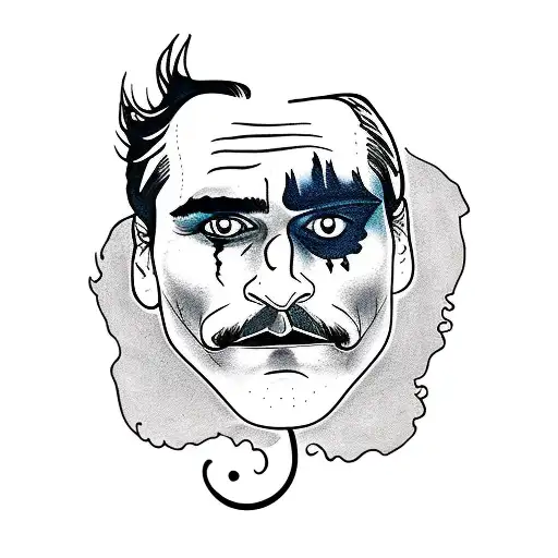joaquin phoenix half joker half normal face tattoo design idea
