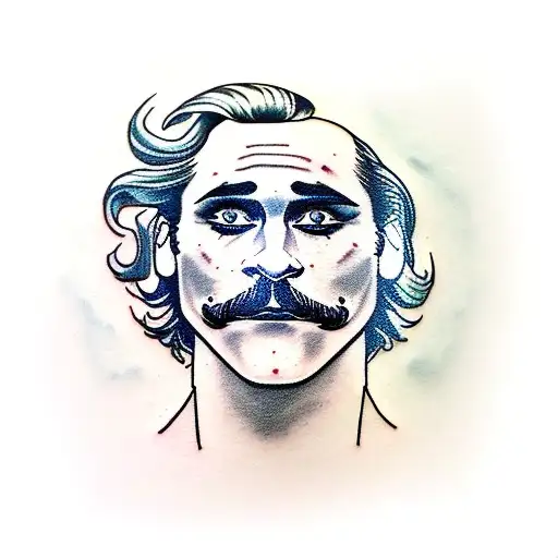 joaquin phoenix half joker half normal face tattoo design idea
