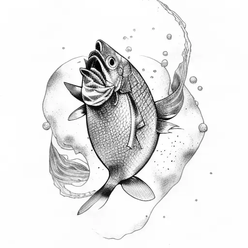 sleeve from hand to elbow, waves and fish scales, main color black, a little blue. tattoo design idea