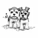 mini schnauzer and lady on beach tattoo design idea