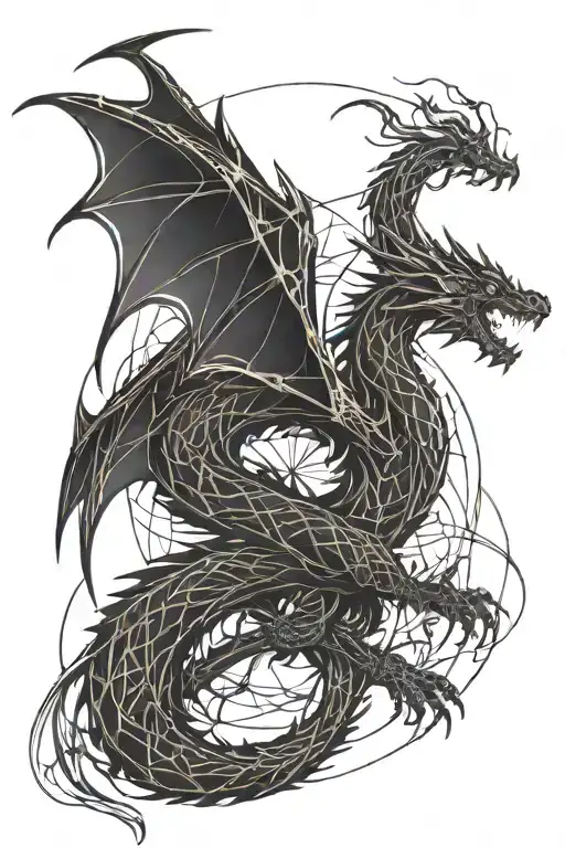 dragon with lightning  tattoo design idea