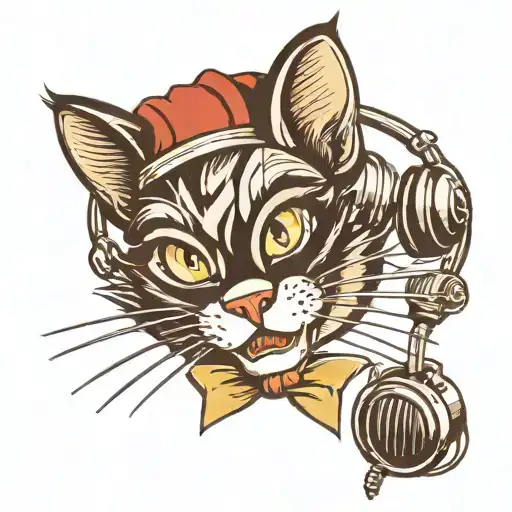 sylvester cat wearing headphones tattoo design idea