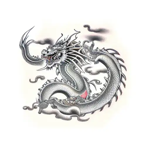 japenese dragon with thunder tattoo design idea