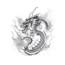 japenese dragon with thunder tattoo design idea