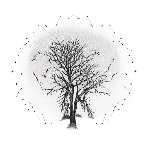 desert sunset silhouette tattoo design idea