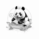 panda with patrick tattoo design idea
