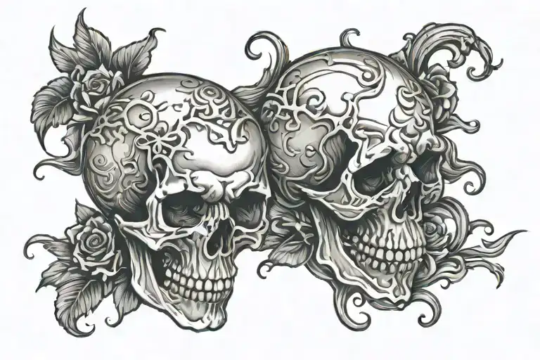 skulls fading away tattoo design idea