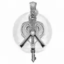 Keyblade with 3 heart pendants tattoo design idea