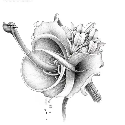 2 swallow birds with lilies tattoo design idea