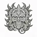 mayan death god tattoo design idea