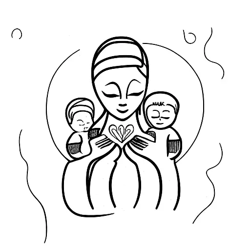 mother and sons tattoo design idea