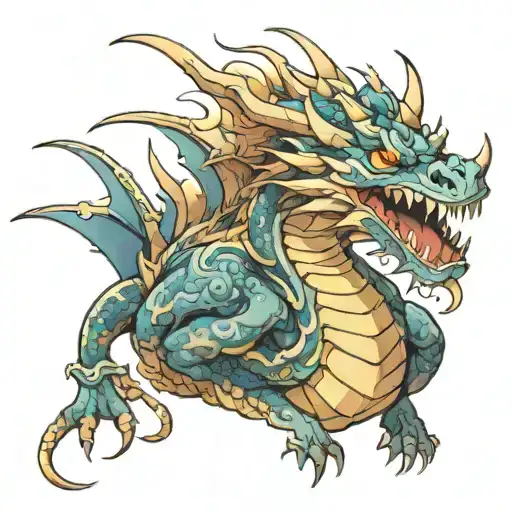 dragon roaring with a puffed out chest that is a full body design fitted to the upper arm  tattoo design idea