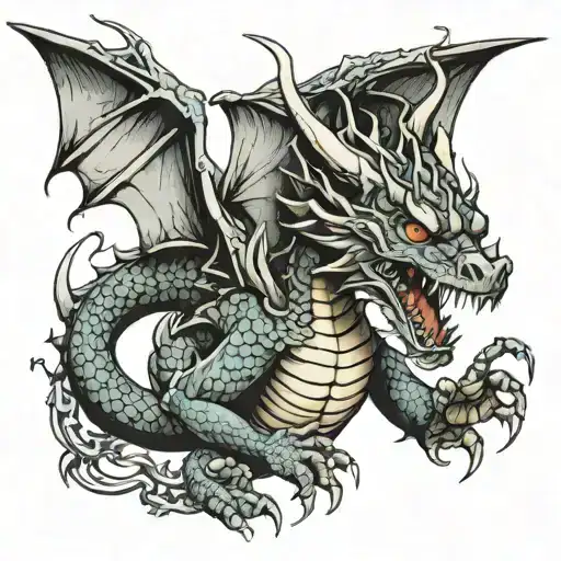 dragon roaring with its chest puffed out fit to the upper arm tattoo design idea