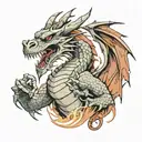 dragon roaring with a puffed out chest that is a full body design fitted to the upper arm  tattoo design idea