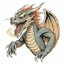 dragon roaring with a puffed out chest that is a full body design fitted to the upper arm  tattoo design idea