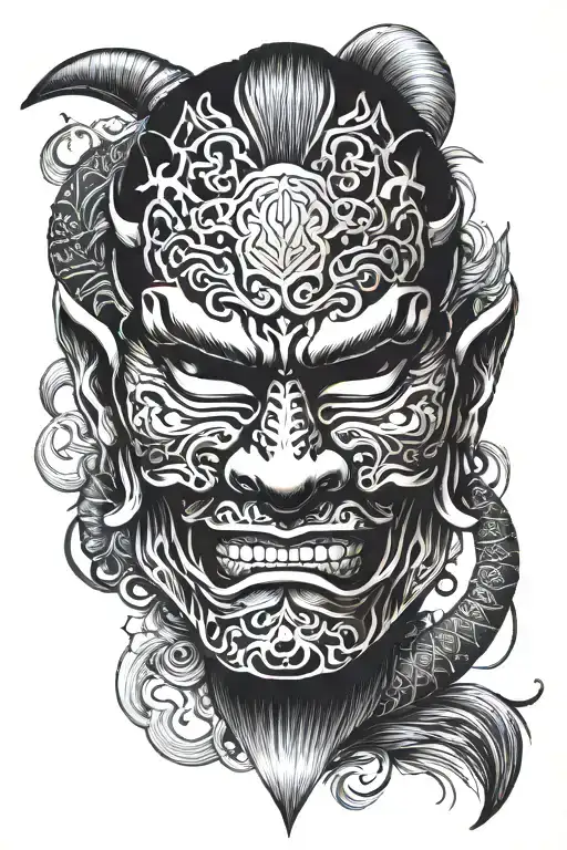 samurai mask tattoo design idea