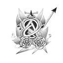 infinity with flowers and arrow tattoo design idea
