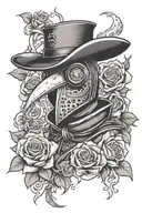 plague doctor steampunk roses tattoo design idea
