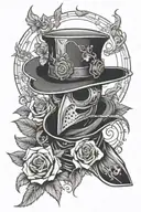 plague doctor steampunk roses tattoo design idea