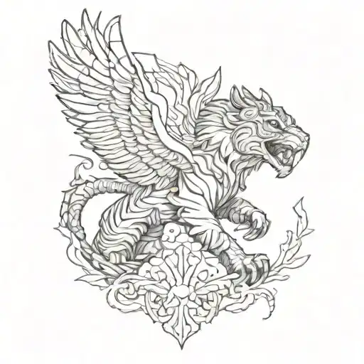 An intricate design featuring a tiger and eagle locked in a fierce battle tattoo design idea