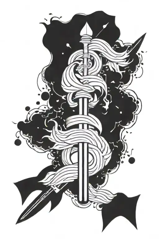 oar and Aquarius symbol incorporated tattoo design idea