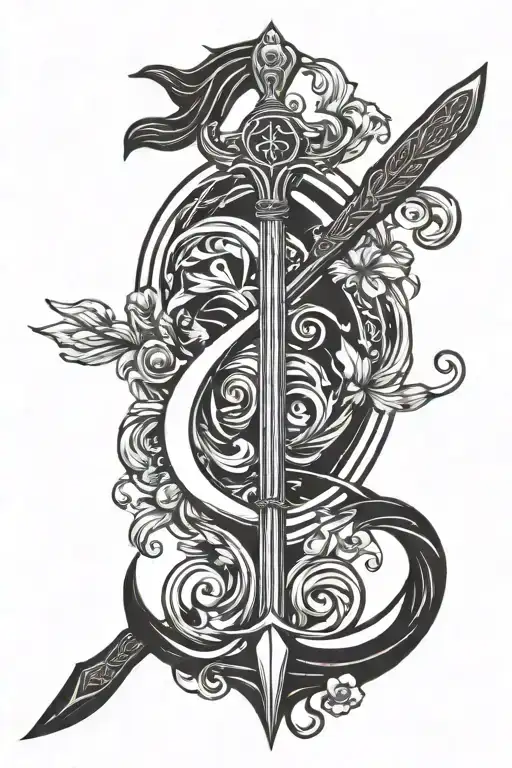 oar and Aquarius symbol incorporated within tattoo design idea