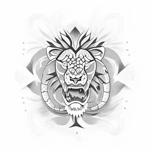 lion crocodile and snake tattoo design idea