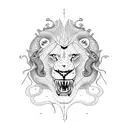 lion crocodile and snake tattoo design idea