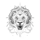 lion crocodile and snake tattoo design idea