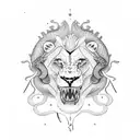 lion crocodile and snake tattoo design idea